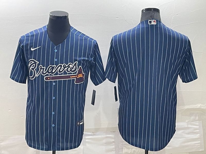 Men Atlanta Braves Blank Blue Stripe Throwback Nike 2022 MLB Jerseys->united states jersey->Soccer Country Jersey